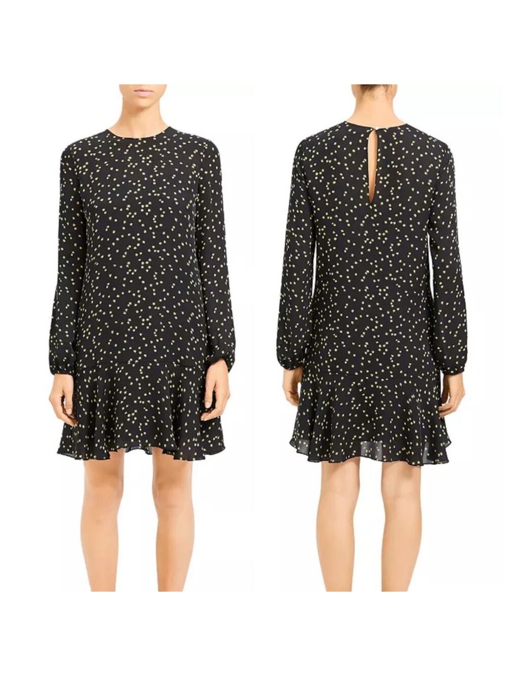 Theory 100% Silk Star Print Flare Dress Size 8